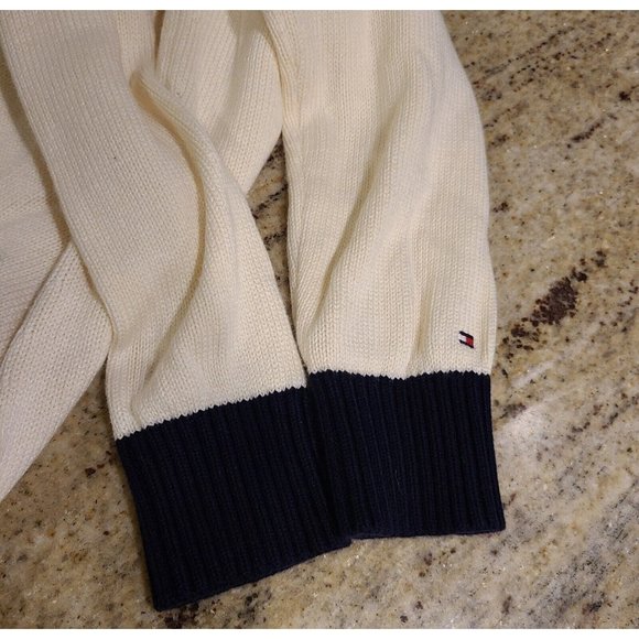 Tommy Hilfiger Womens Size M Cardigan Sweater Button Front Cream Blue - Picture 10 of 12